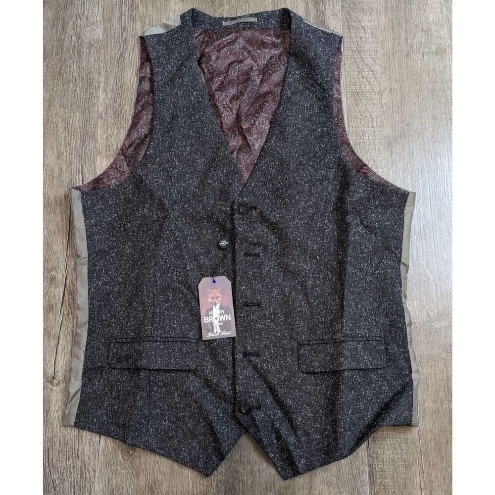 NWT Harry Brown Skinny Fit Vest 40L Tall Men's Grey 40inch Waist